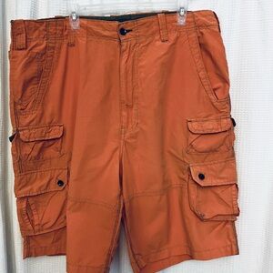 WEARFIRST men’s size 38 cargo shorts/inseam 11”/washed out orange/11 pockets